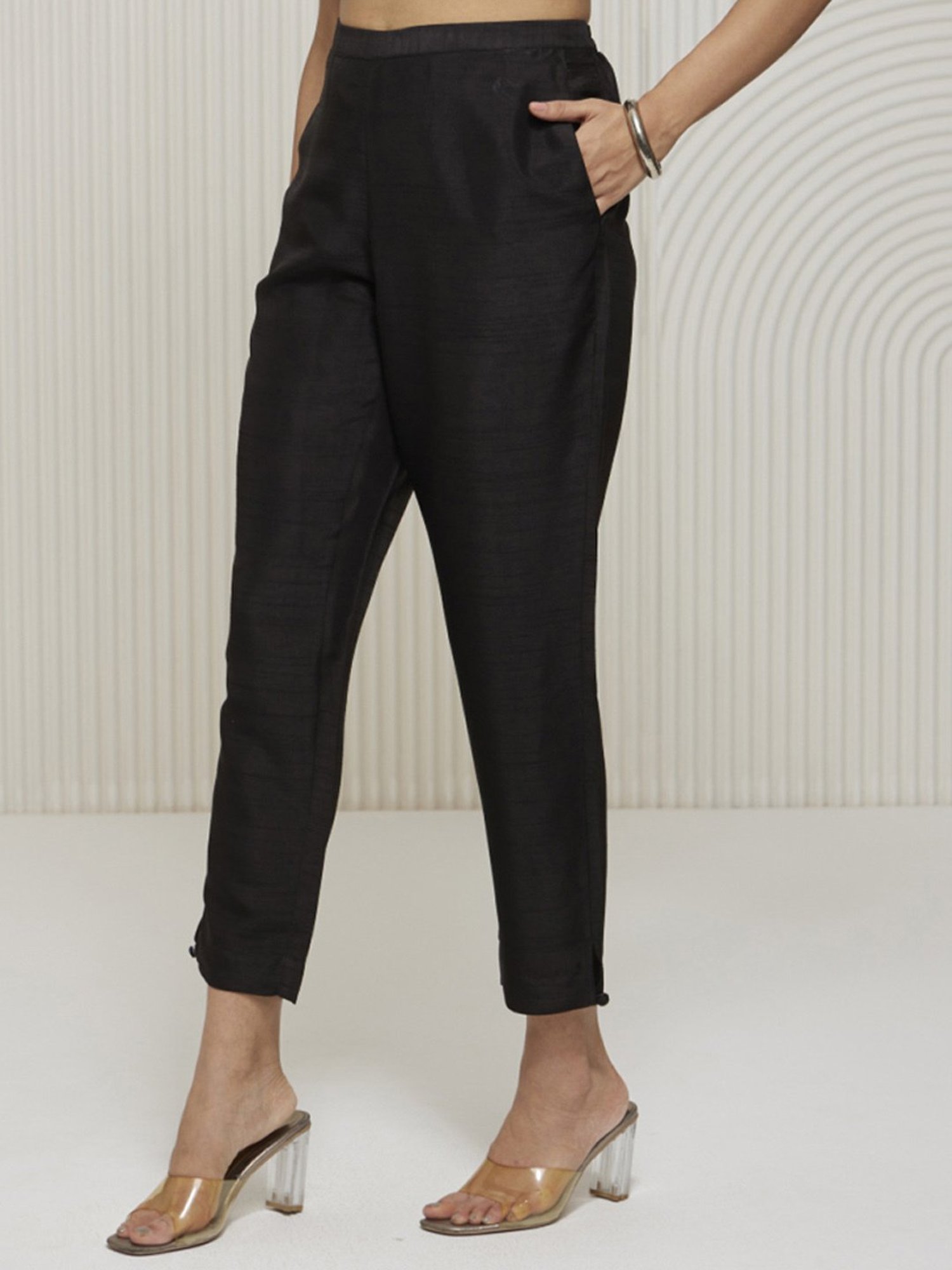 Artagai Jet Set Elevated Basics Slim Pants with Side Slit and Buttons