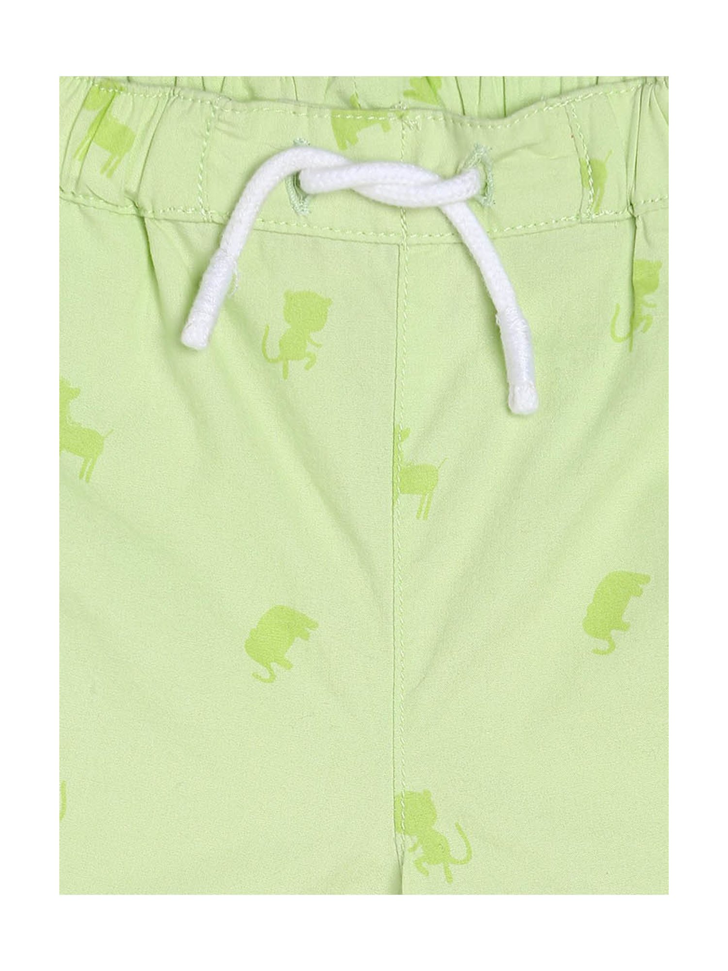 MINIKLUB Kids Light Green Printed Shorts