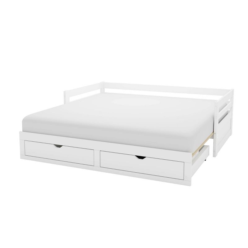 Twin to King Augusta Extending Day Bed with Storage Drawers White - Alaterre Furniture