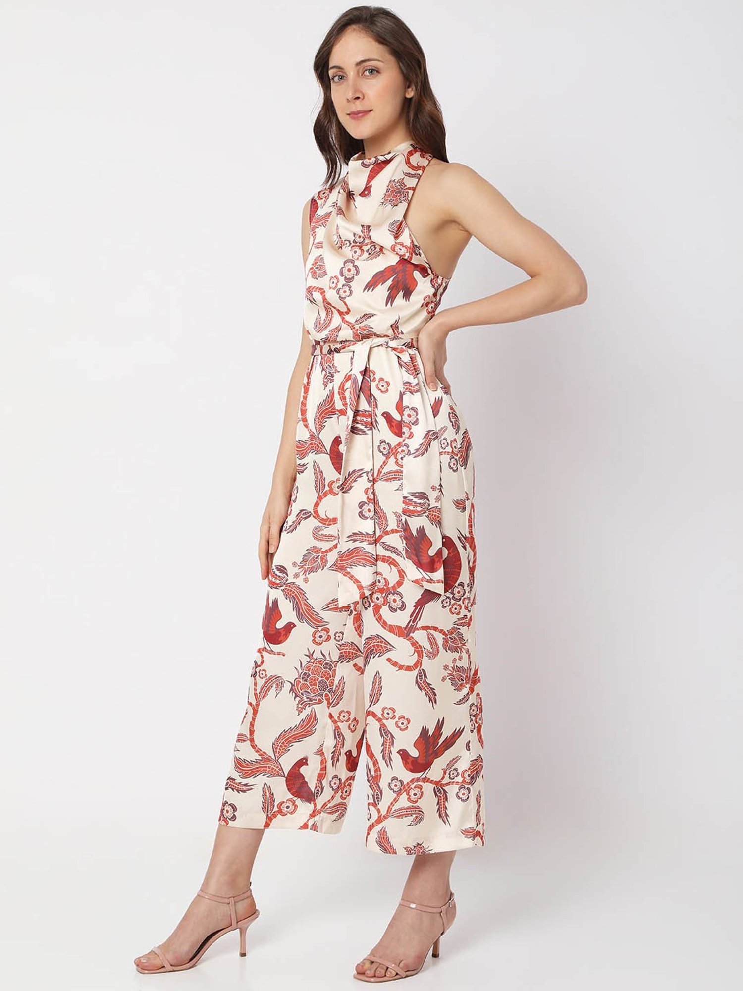 Vero Moda Cream Printed Jumpsuit