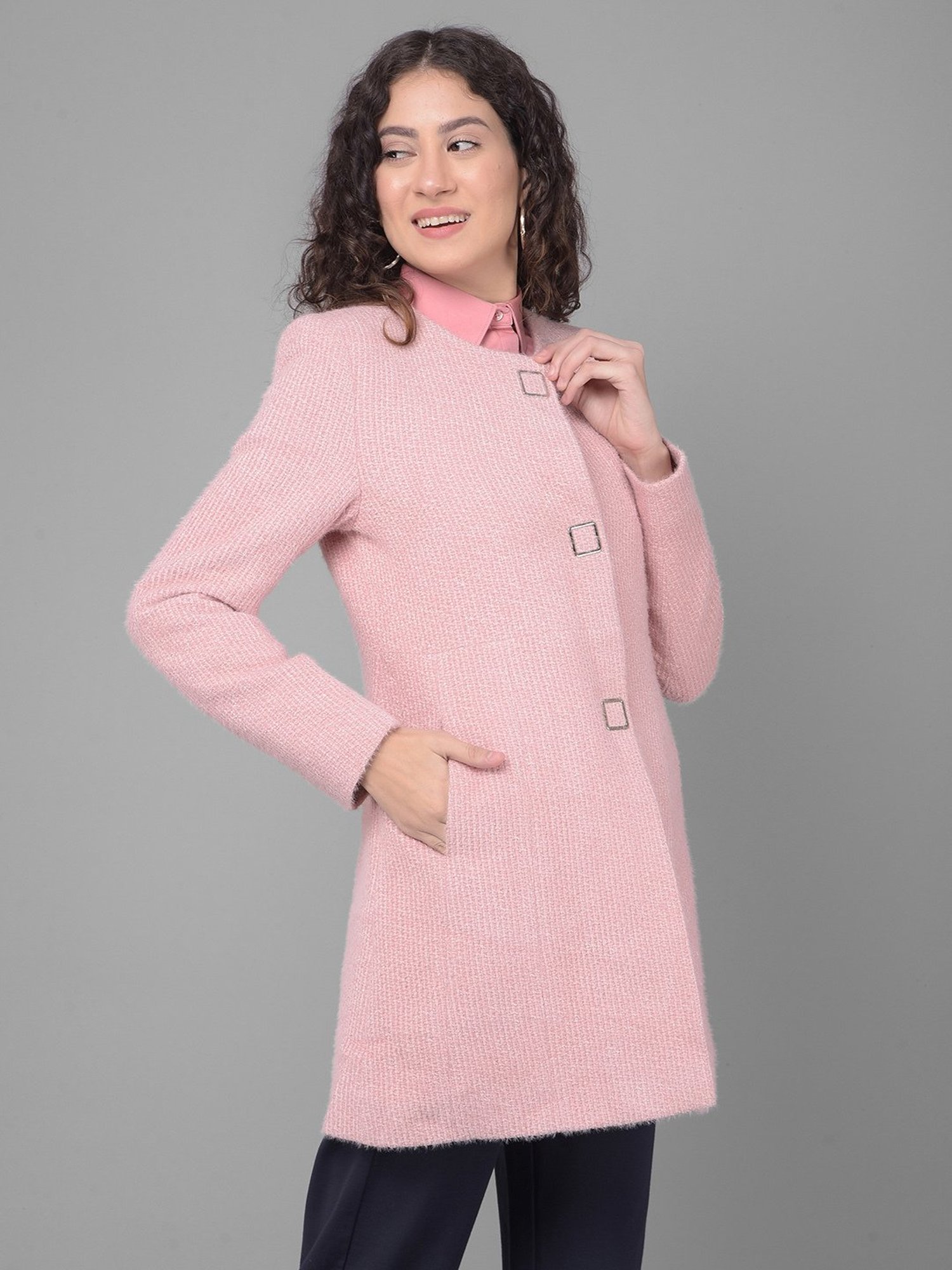 Crimsoune Club Pink Textured Overcoat