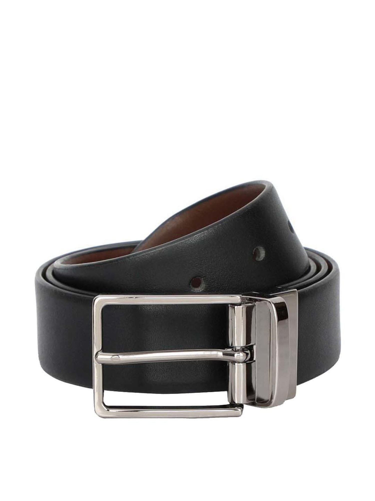 The Vertical Black & Brown Leather Reversible Belt for Men