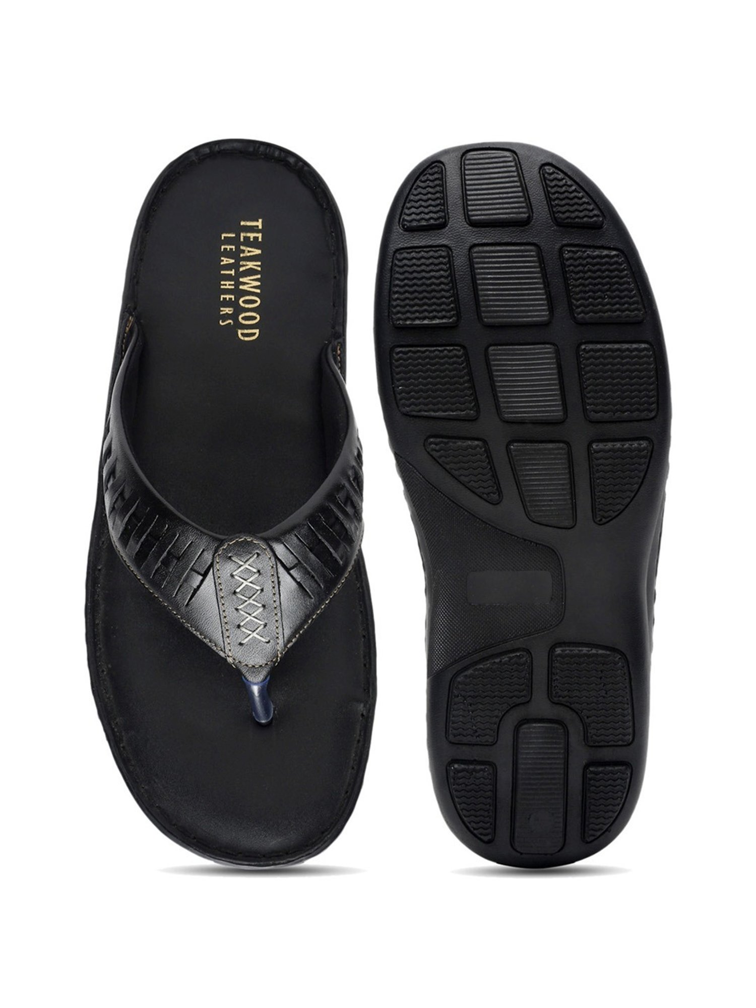 Teakwood Leathers Men's Black Thong Sandals