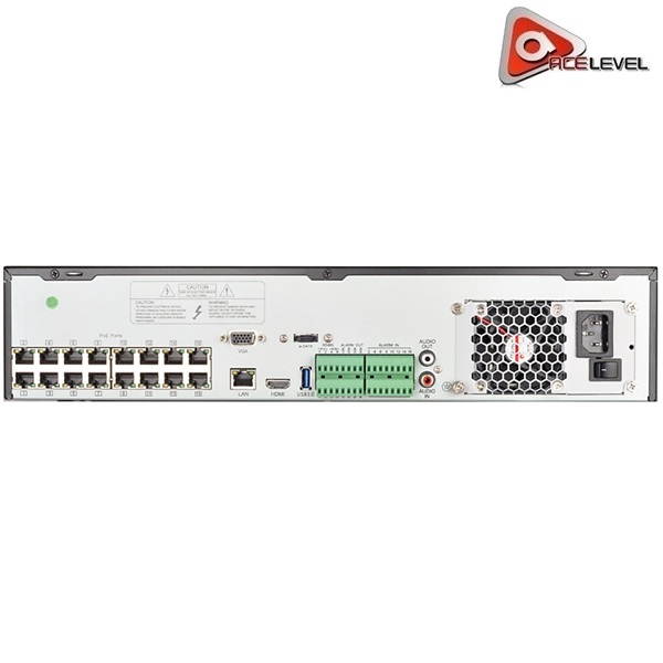 AceLevel 32 Channel NVR: 16xPoE, 8xSATA up to 6TB Each, 4 Channel Playback, 3MP@30fps, 2U Case, ONVIF, 18 Users Online