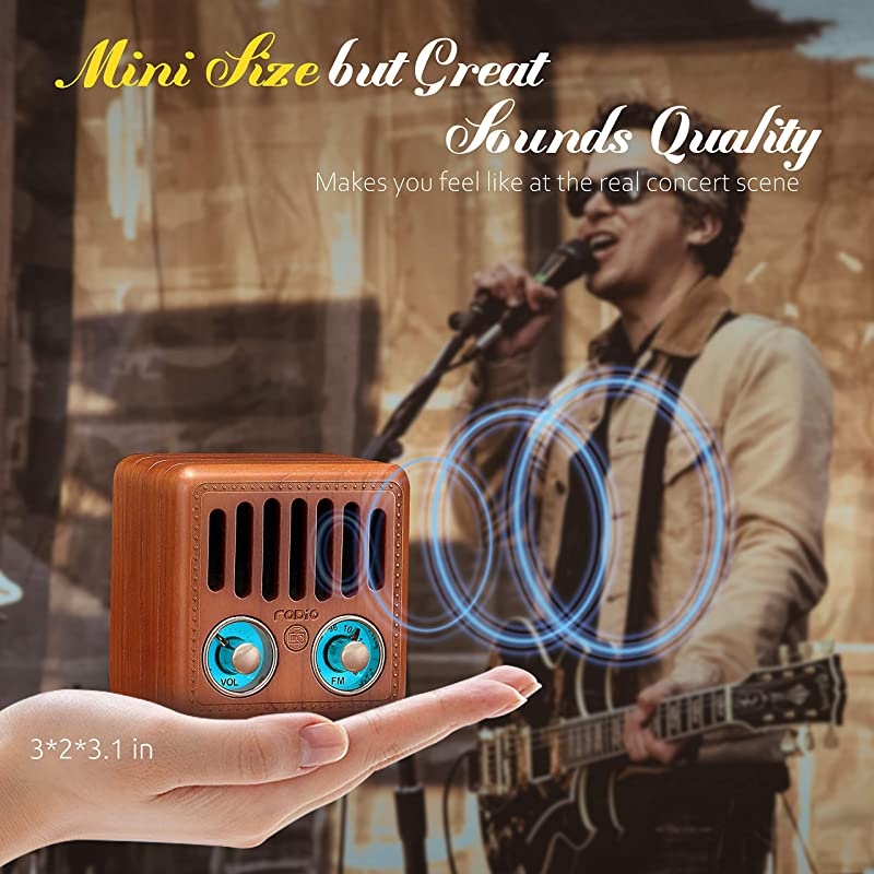Retro Radio Vintage Bluetooth Speaker  Walnut Wooden FM Radio with Bluetooth 42 Old Fashioned Classic Style Good Bass Enhancement Loud Volume TF CardAUX for Home Office Kitchen