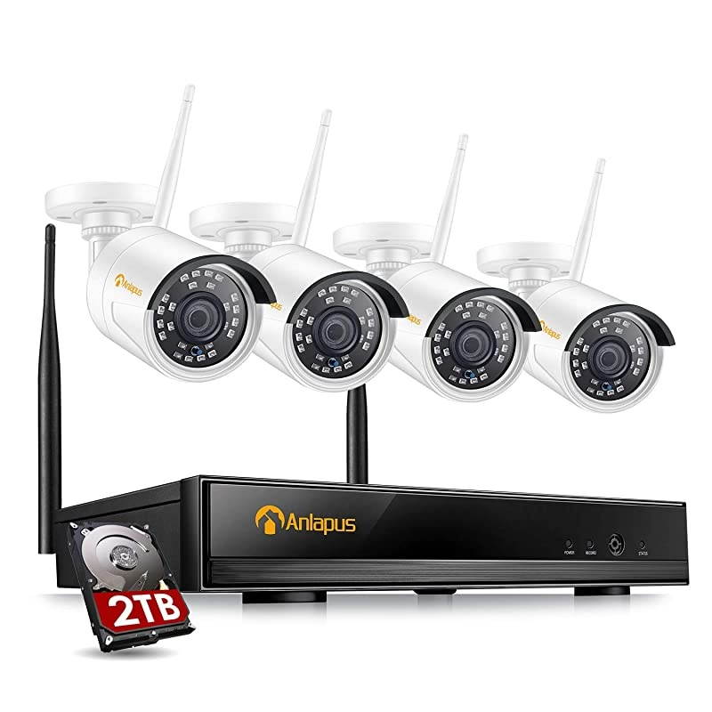 H.265+ 1080P Wireless NVR Surveillance Camera Set, 8CH CCTV WiFi NVR with 8pcs 2MP HD Home Security IP Camera Outdoor, Easy Remote View, 1tb Hard drive