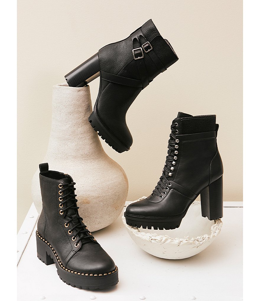 Vince Camuto Elisen Leather Platform Lug Sole Booties