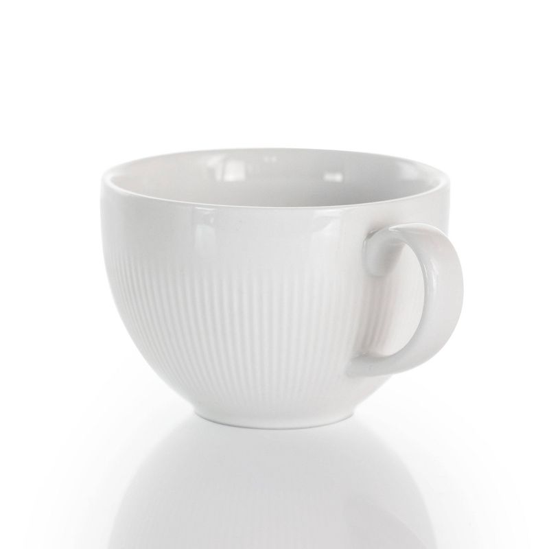 8oz 12pc Porcelain Cafe Cup and Saucer Set White - Elama