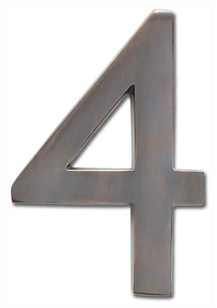 Architectural Mailboxes 3582DC Number 4 Solid Cast Brass 4 inch Floating House Number Dark Aged Copper "4"