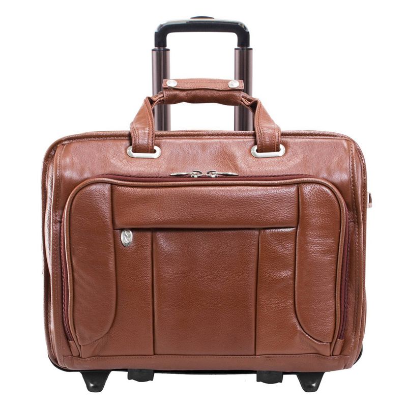 McKlein 15" West Town Pebble Grain Calfskin Leather Detachable Wheeled Laptop Bag - Brown