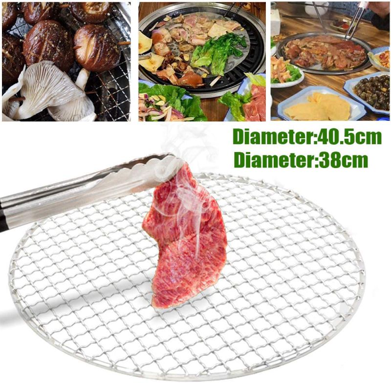 TFCFL Barbecue Round BBQ Grill Net Meshes Racks Grid Round Grate Steam Net Mesh Wire Stainless Steel Barbecue Net (15.94inch)