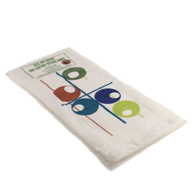 Tabletop 24.5" Atomic Circle Kitchen Towel Mcm Flour Sack 100% Cotton Red And White Kitchen Company  -  Kitchen Towel