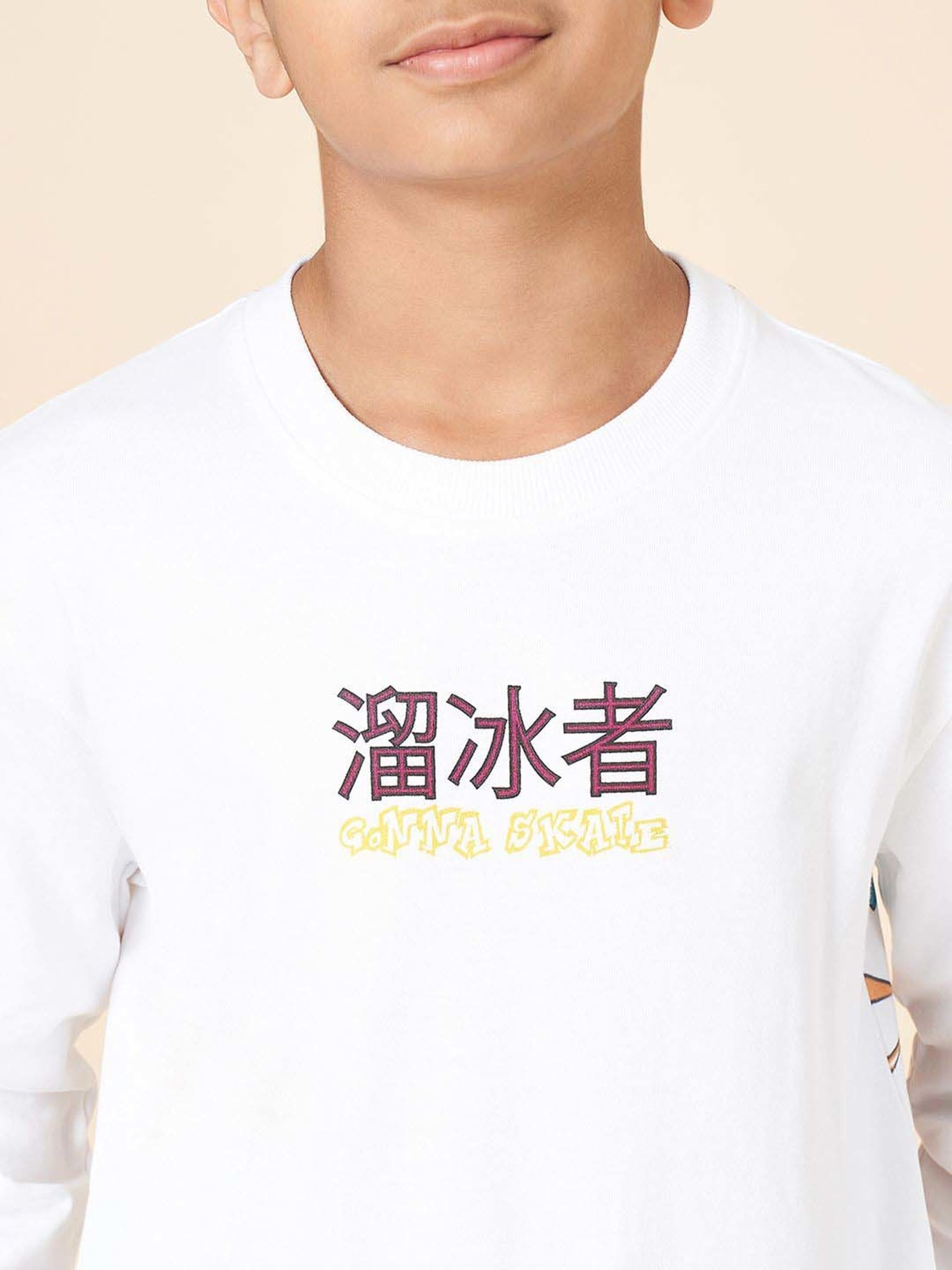 Coolsters by Pantaloons Boys Bright White Cotton Printed Full Sleeves Sweatshirts & Hoodies