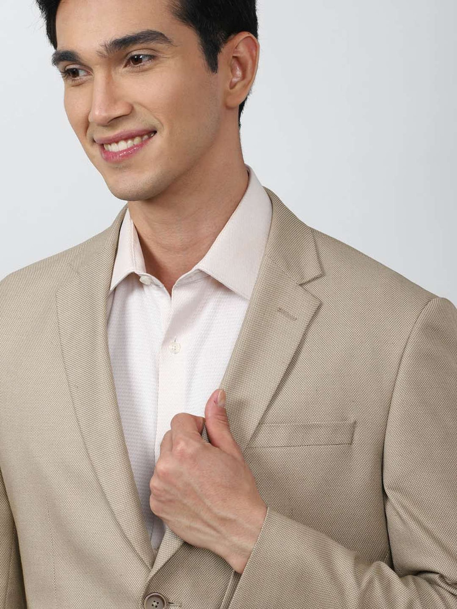 Peter England Elite Beige Slim Fit Blazer