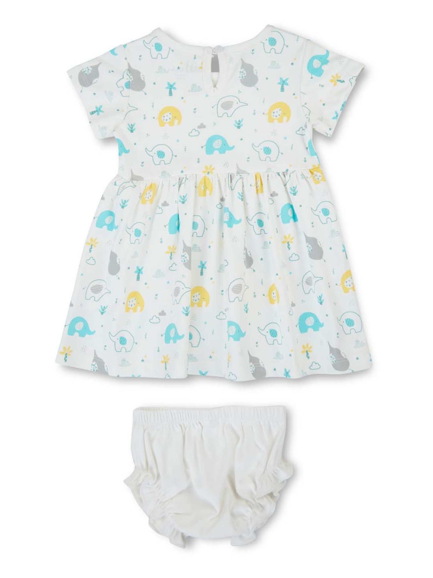 GJ baby Kids White Cotton Printed Dress Set