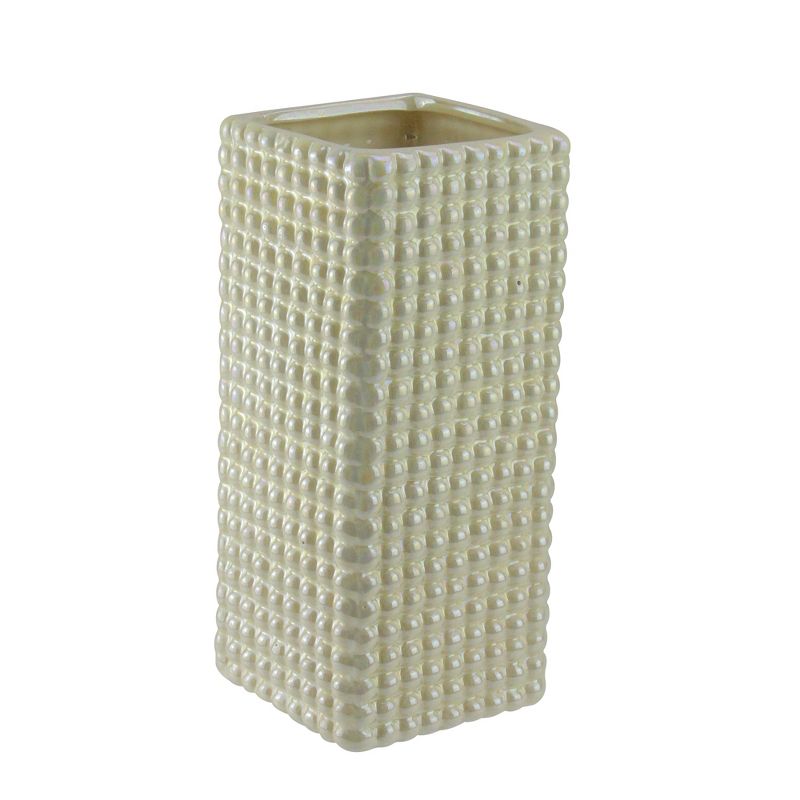 The HC Companies Cascade 13 Inch Round 23 Inch Tall Self Watering Indoor/Outdoor Flower Planter Pot with Soil Saver Liner and Drain Plug, Glossy White