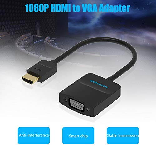 HDMI to VGA Adapter, Gold Plated Active HDMI to VGA Converter(Male to Female) with Audio and Power Supply Digital Audio Video Adapter for TV Stick,Laptop,Raspberry Pi,Xbox,PS4