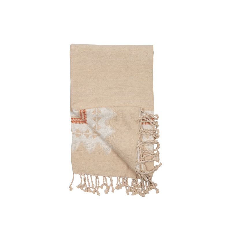 Multicolor Pattern Hand Woven 50 x 60 inch Cotton Throw Blanket with Hand Tied Roped Tassels - Foreside Home & Garden