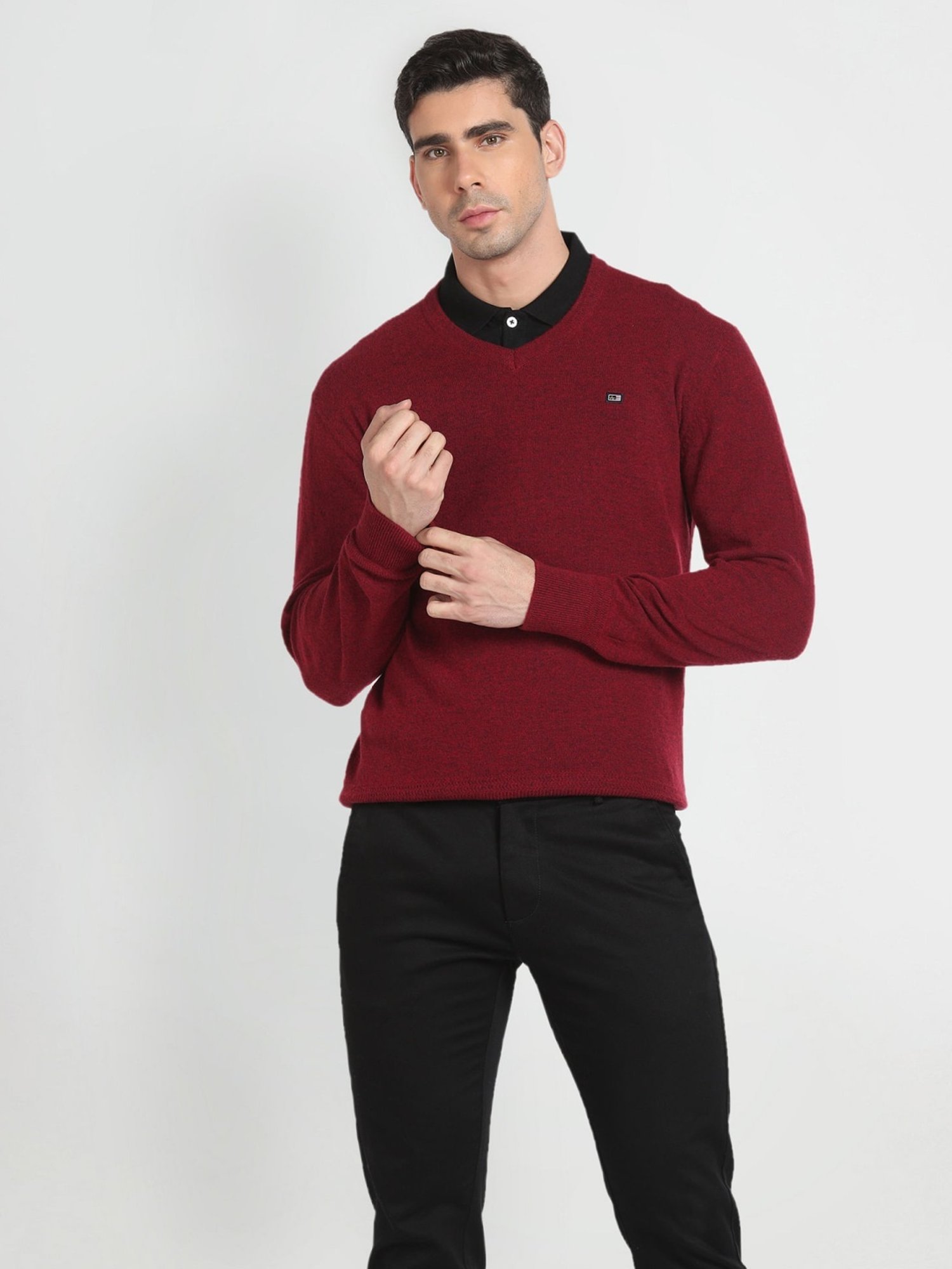 Arrow Sport Red Wine Regular Fit Sweater
