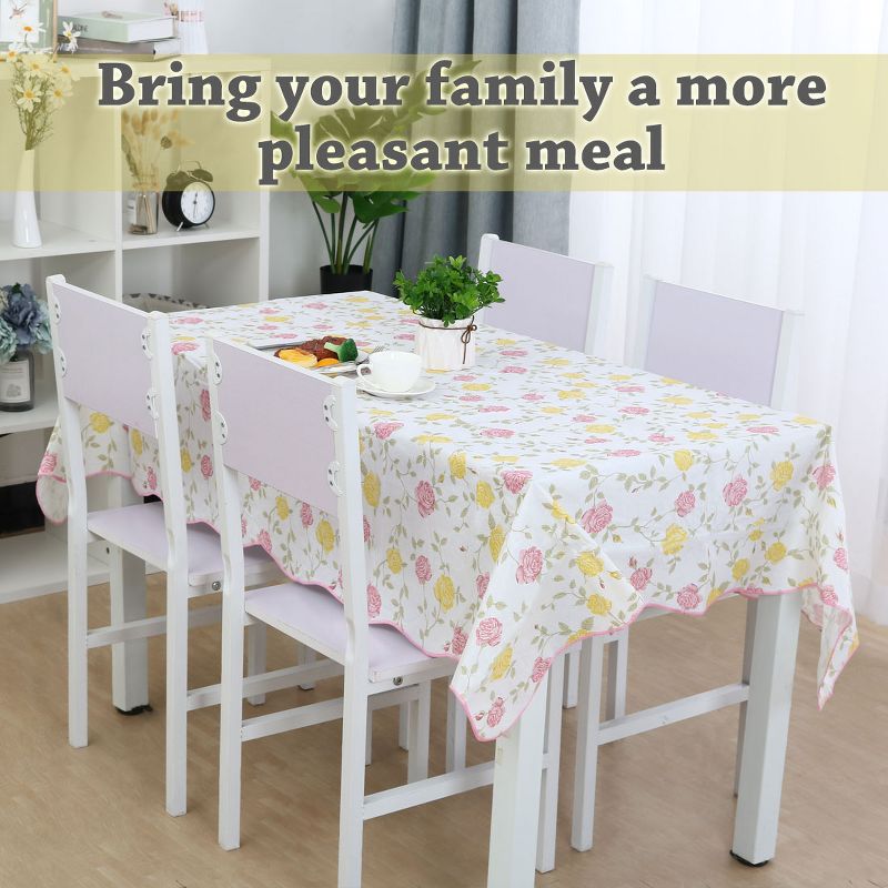 54"x71" Rectangle Vinyl Water Oil Resistant Printed Tablecloths Bi-color Rose - PiccoCasa