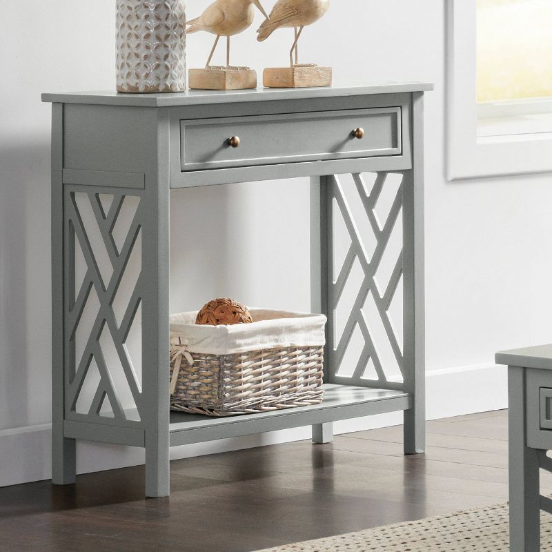 32" Middlebury Wood Console Table with Drawer and Shelf Gray - Alaterre Furniture