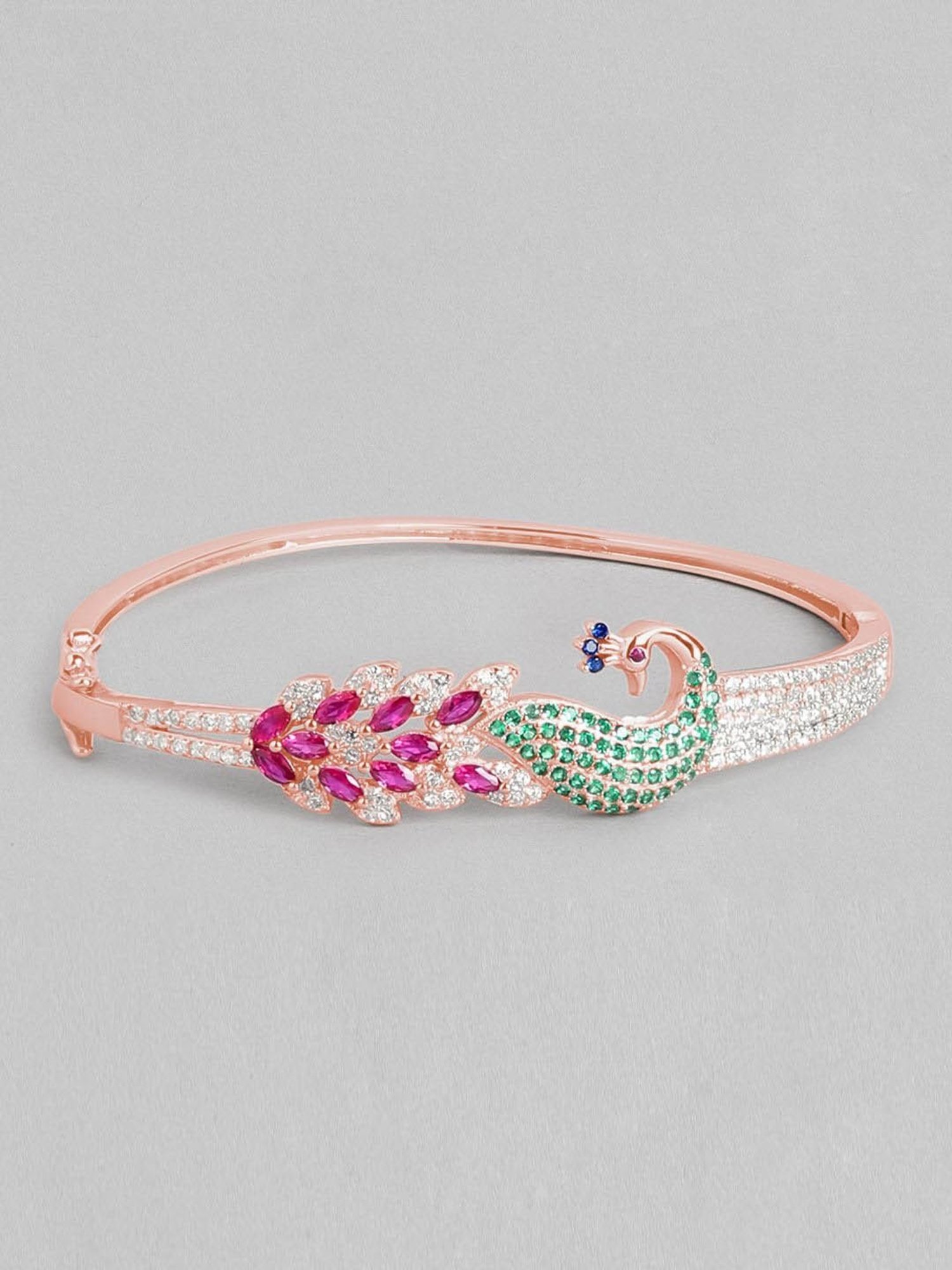 Zavya 925 Silver Peacock CZ Bracelet for Women