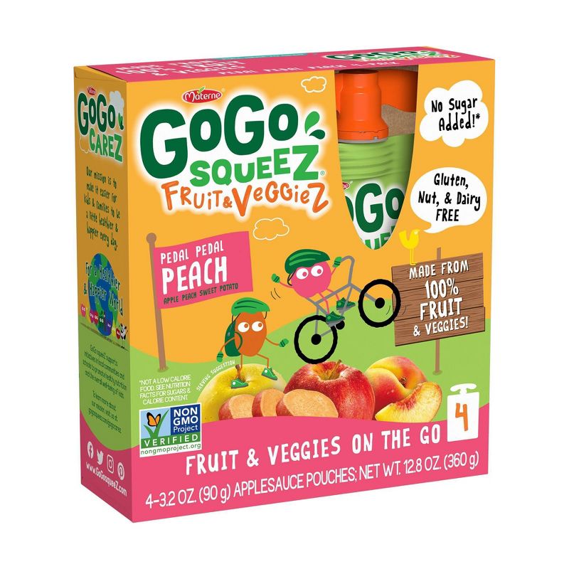 Gogo Squeez Fruit & Veggies On The Go Pedal Peach Pouches 4ct - 3.2oz