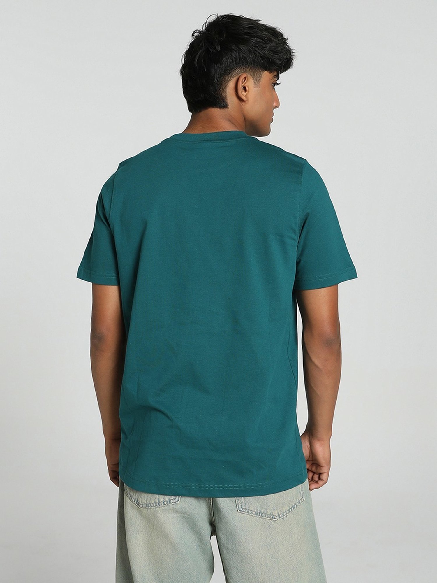 Puma Green Cotton Regular Fit Printed T-Shirt