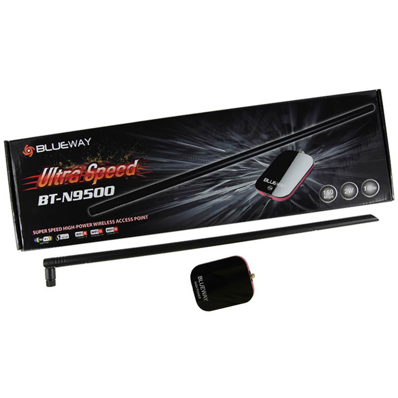 KuWfi N9500 2000mW Blueway Wireless USB WIFI Adapter Ralink 3070L High Power WIFI Adapter 150Mbps WIFI Adapter With 15dbi Antenna BT-9500