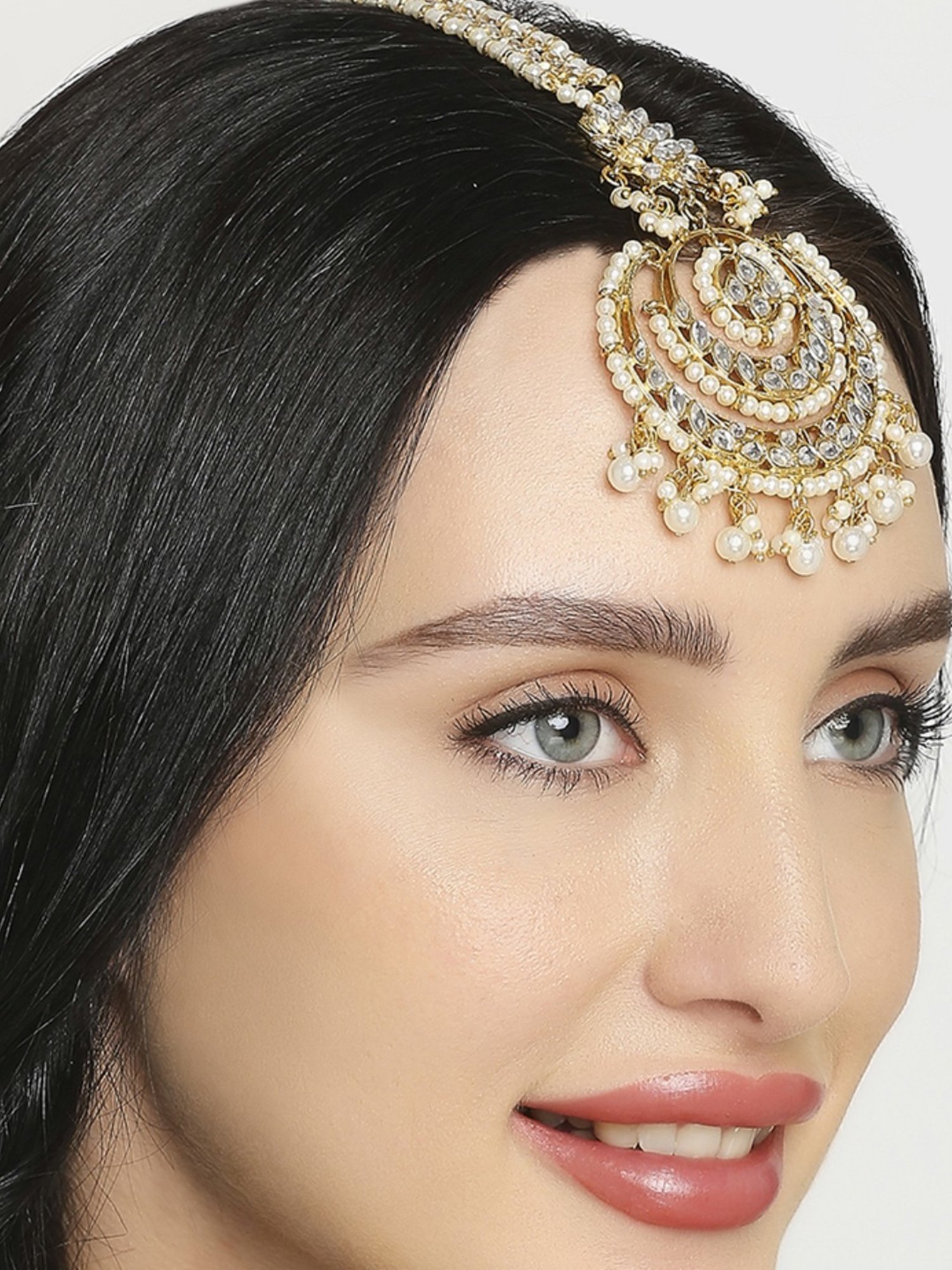 Oomph Gold Tone Kundan Wedding Maang Tikka