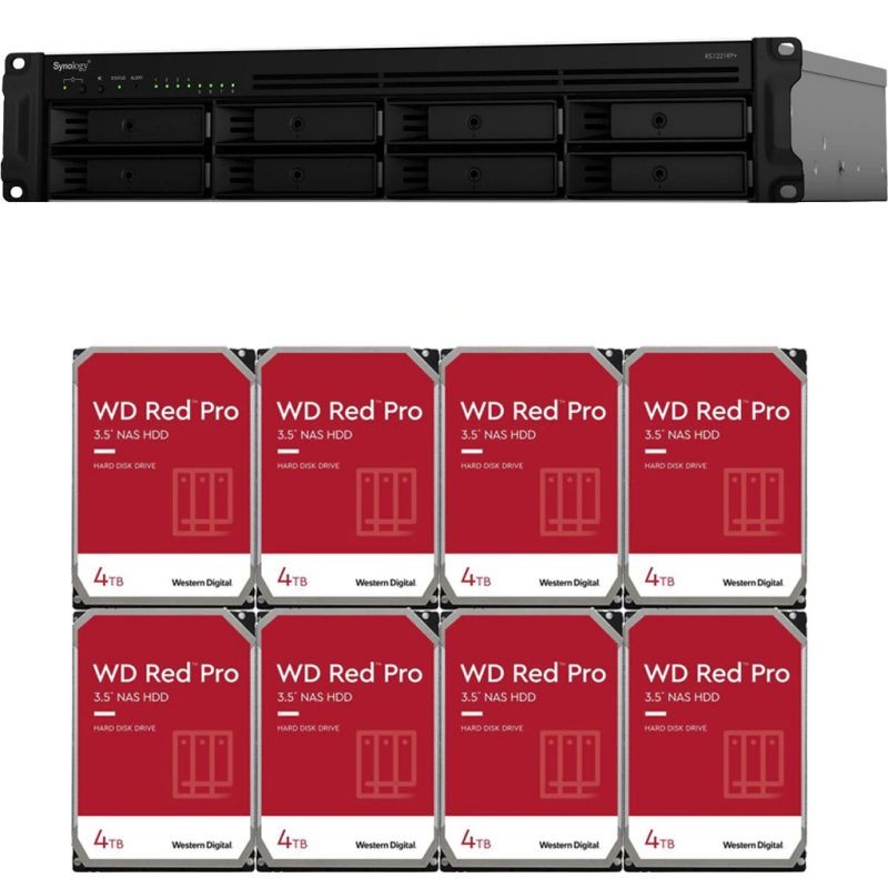 Synology RS1221RP+ RackStation with 32GB RAM and 64TB (8 x 8TB) of Western Digital RED PRO NAS Drives Fully Assembled and Tested By CustomTechSales