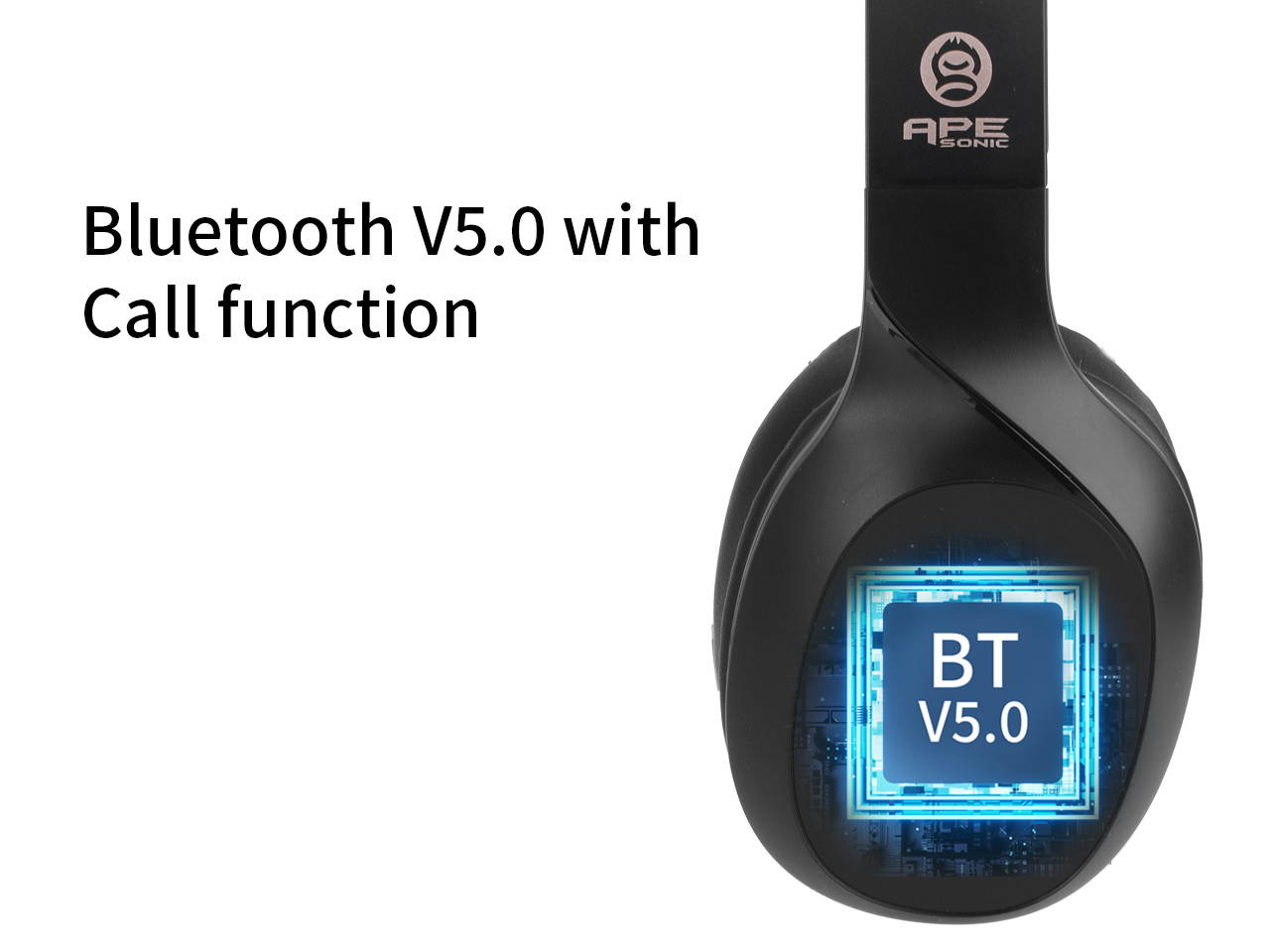 ApeSonic Tangerine : Bluetooth 5.0 Wireless Headphones, Classic tuning & Premium audio, Hi-Fi & Hi-Res Life style, over ear design, Lightweight & Comfortable to wear