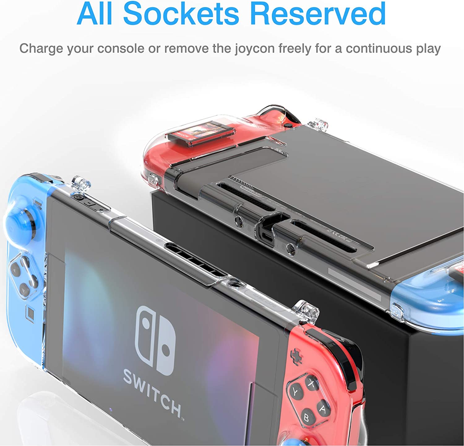 HEYSTOP Case Compatible with Nintendo Switch Dockable Switch Cover Protective Case with Screen Protector and Thumb Stick Caps