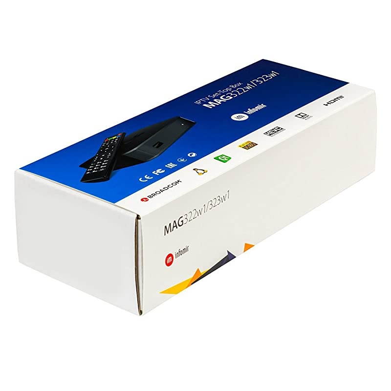 MAG322 IPTV Box No Built-in WiFi + HDMI Cable + Remote + Power Adapter + Battery