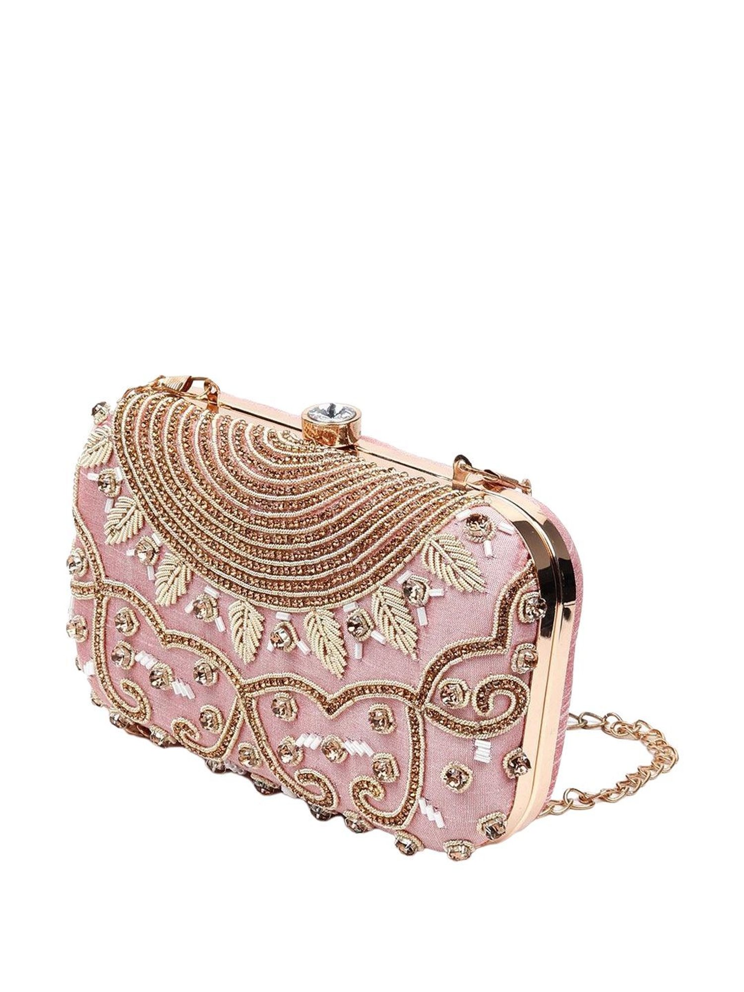 Odette Pink & Gold Embellished Sling Handbag