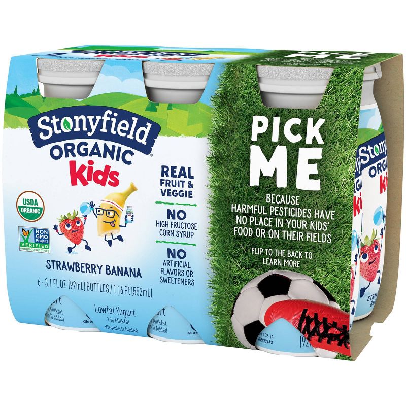 Stonyfield Organic Kids' Strawberry Banana Yogurt Smoothies - 6pk/3.1 fl oz bottles