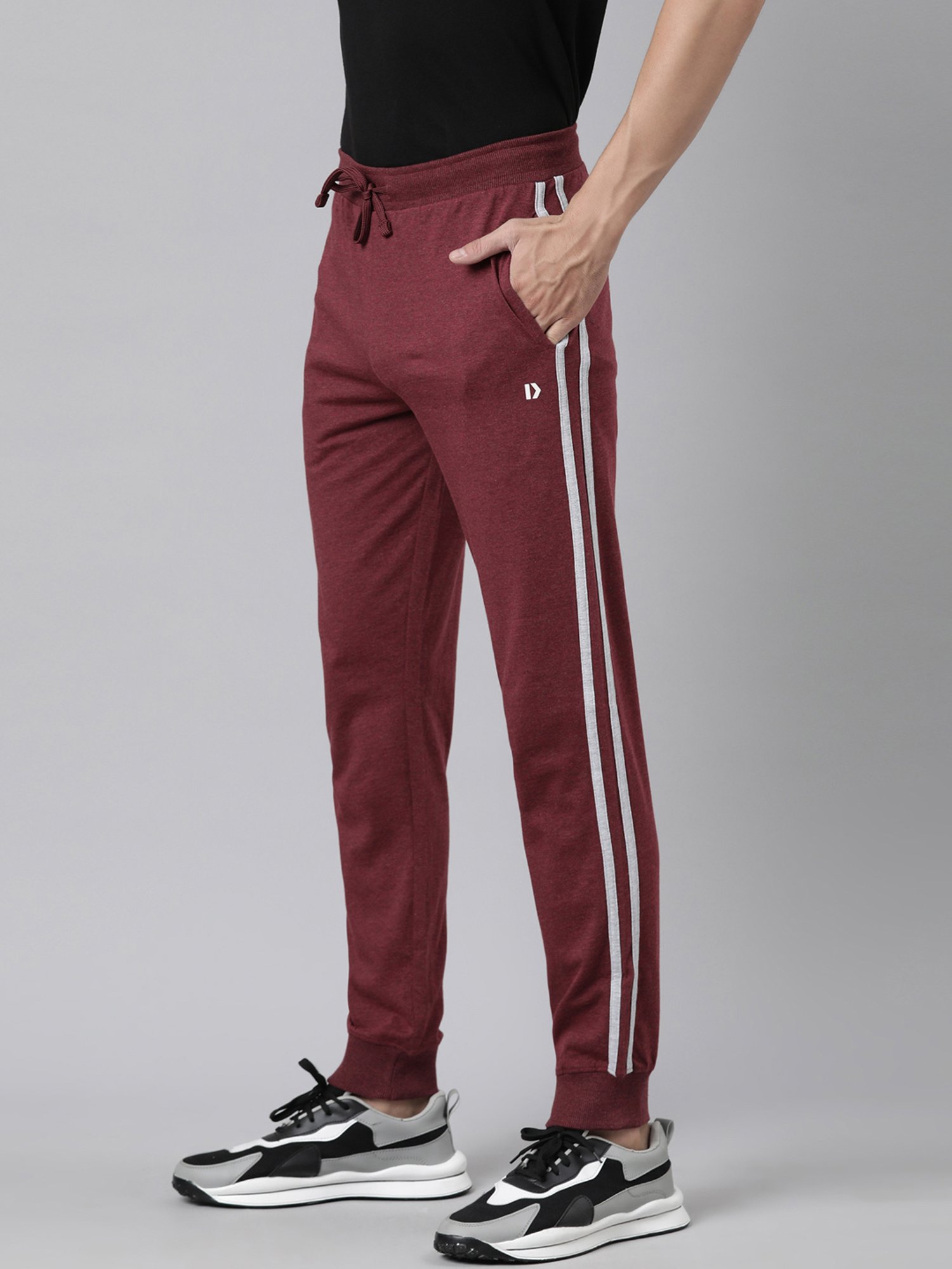 Dixcy Scott Originals Burgundy Melange Regular Fit Striped Joggers