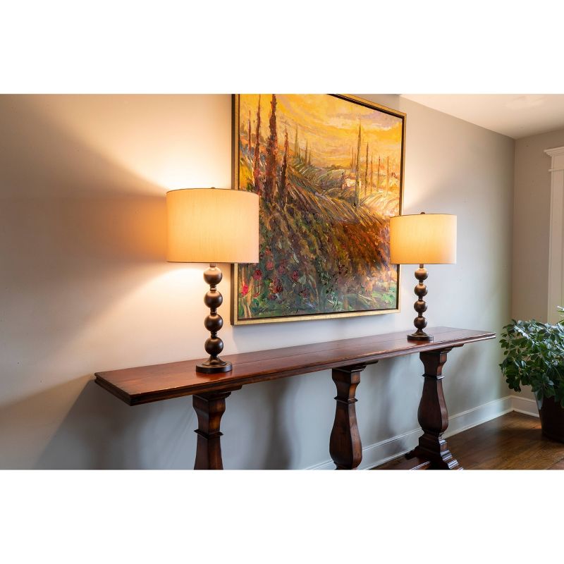 28.5" Set of 2 Sadie Stacked Ball Table Lamp Bronze - Decor Therapy