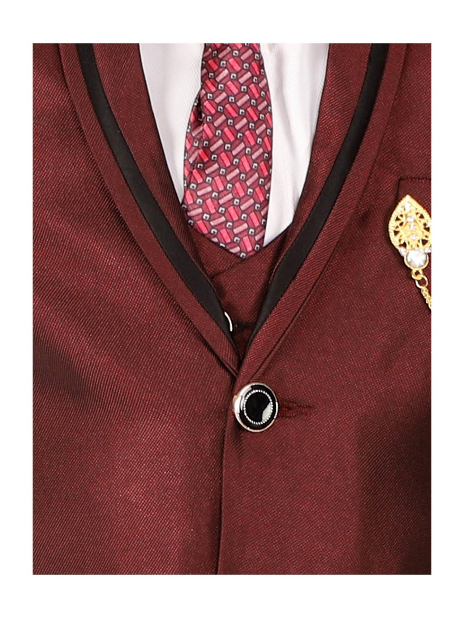 Fourfolds Boys Blue & White Solid Full Sleeves Suit Set