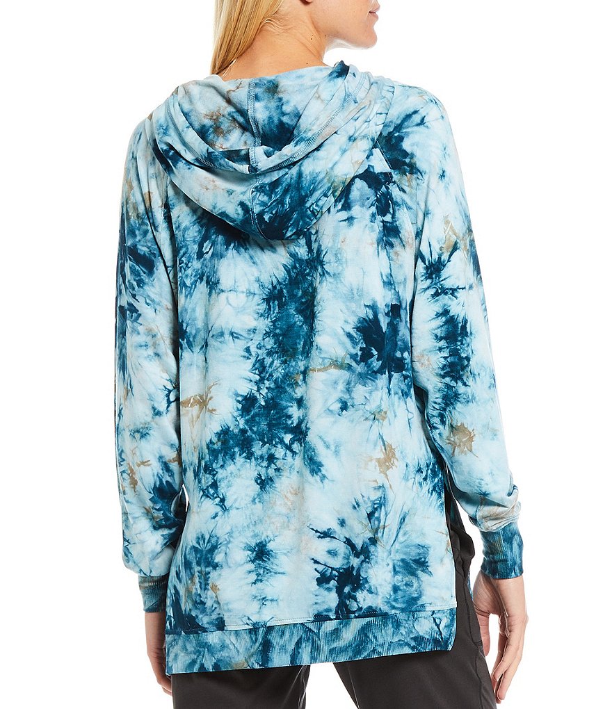 Kinesis Everyday Tie Dye Side Slit Front Pocket Fleece Long Sleeve Hoodie