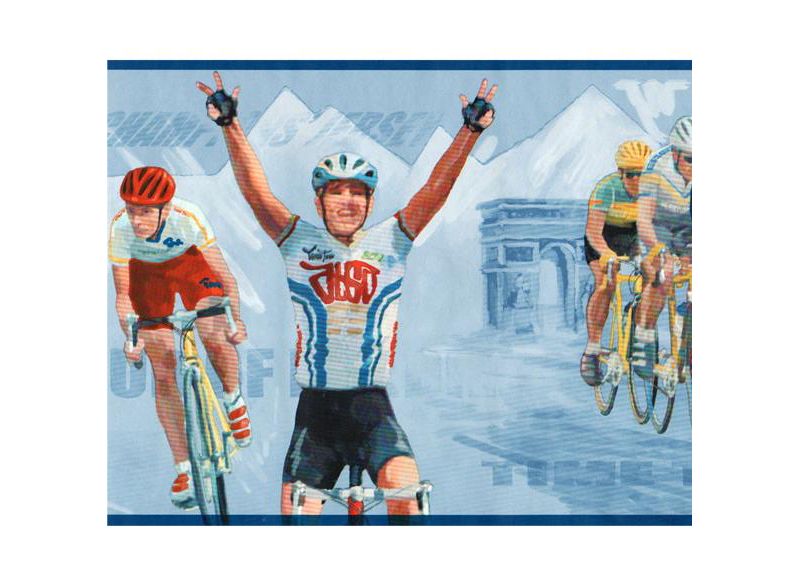 Bicycling Bikes Prepasted Wallpaper Accent Border Roll - York Wallcoverings..