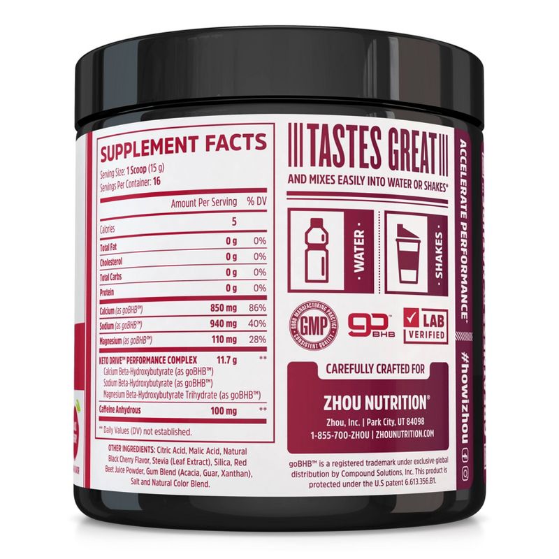 Zhou Keto-Drive Dietary Supplement Powder - Black Cherry - 8.5oz