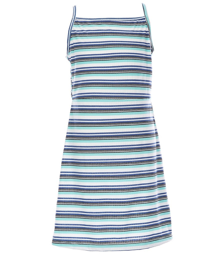 Ally B Big Girls 7-16 Short-Sleeve Solid Cardigan & Sleeveless Striped A-Line Dress Set