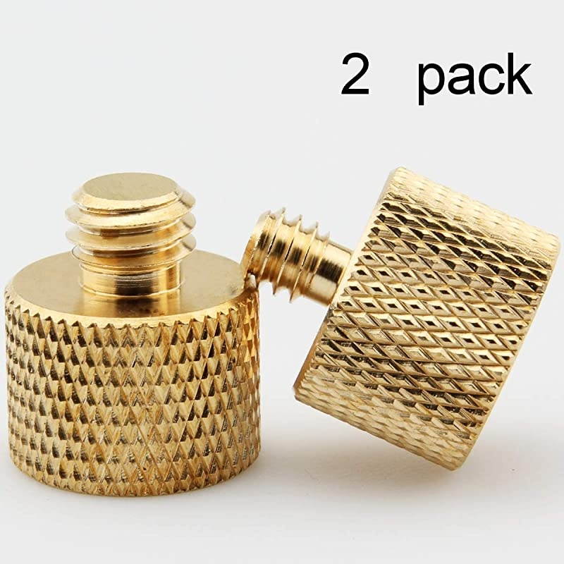 2 Pieces, 3/8 Male to 5/8 Female, 1/4 Male to 5/8 Female, Male to Female Adapter, Microphone Holder Adapter, Combination kit, (Solid Brass)