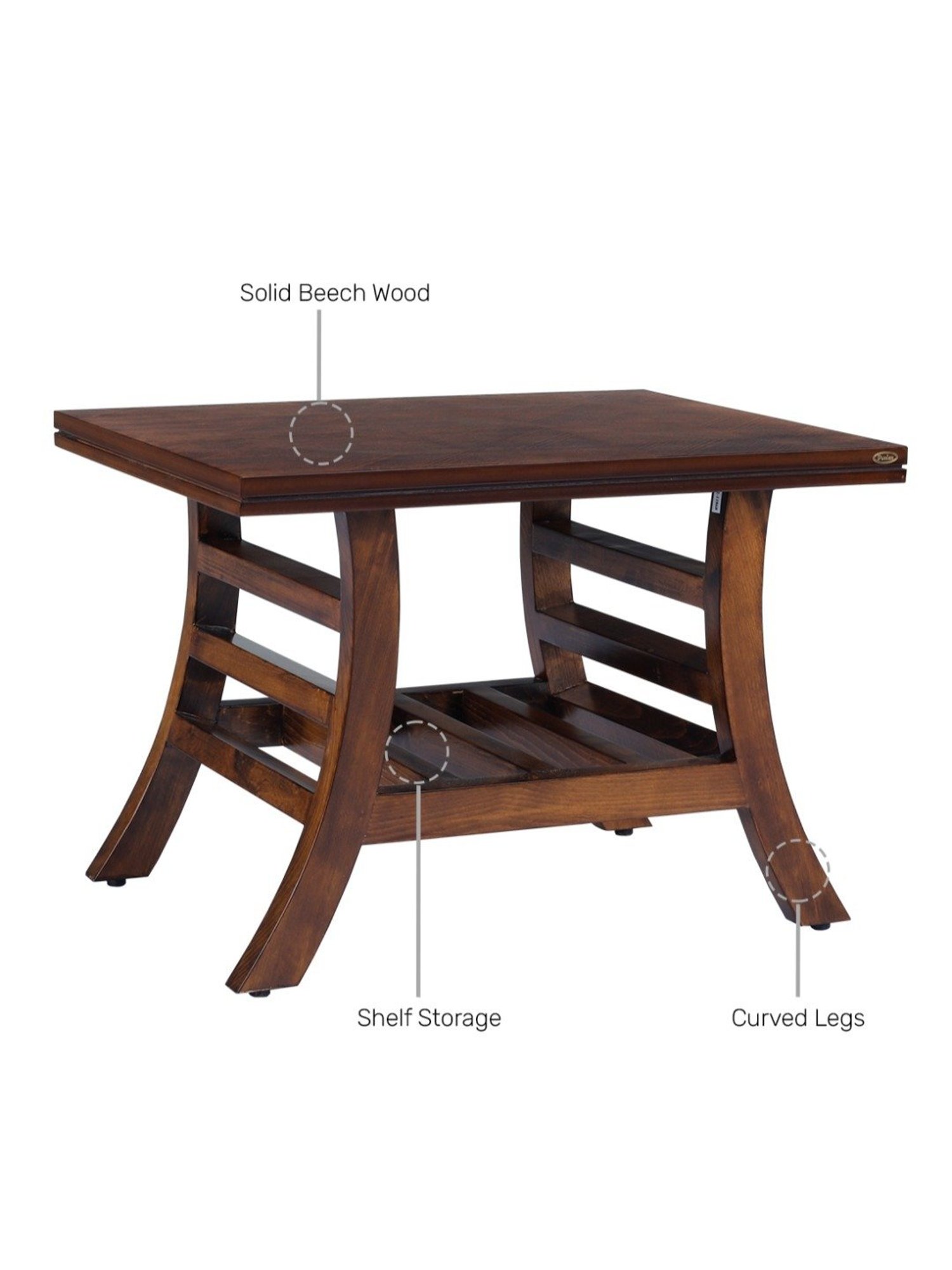 Durian Scarlet Brown Veneer & Solid Wood Side & End Table in Oak Finish