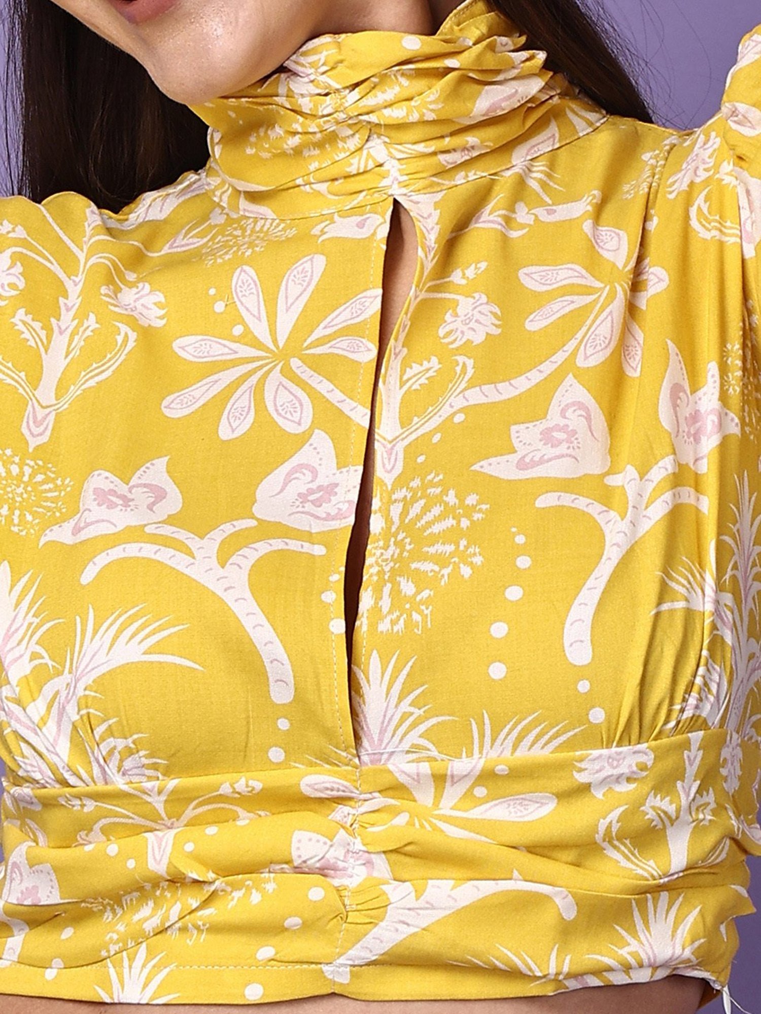 Scorpius Yellow & White Printed Crop Top