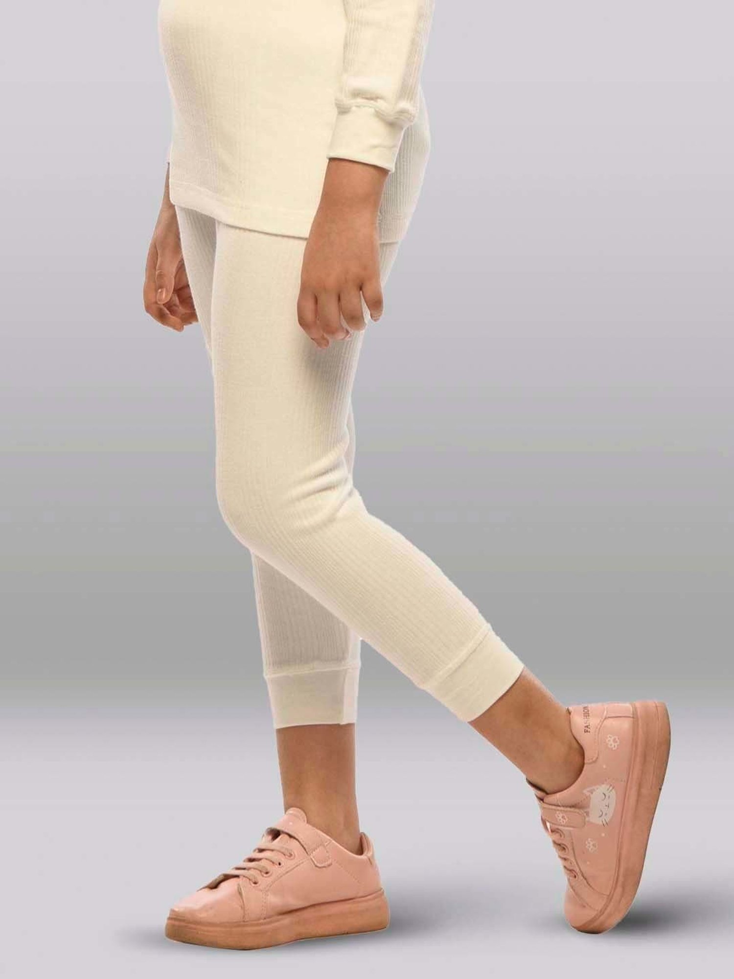 LUX Inferno Girls White Skinny Fit Thermal Pants (Pack of 2)