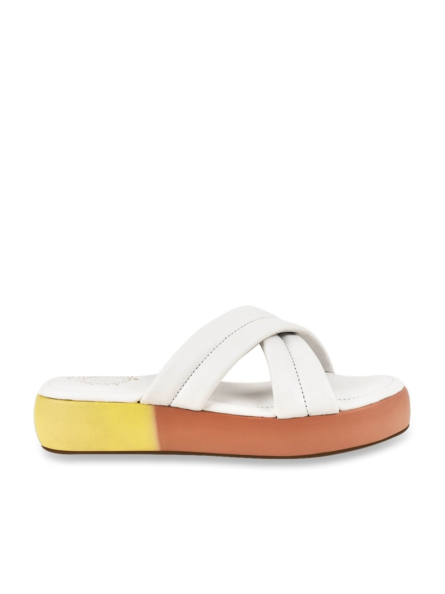 Shoetopia Women's White Cross Strap Sandals
