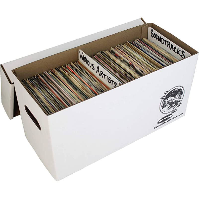 45rpm Vinyl Record Storage Box Sturdy Cardboard with Removable Lid Holds up to 200 Records 10 Boxes 07BC09