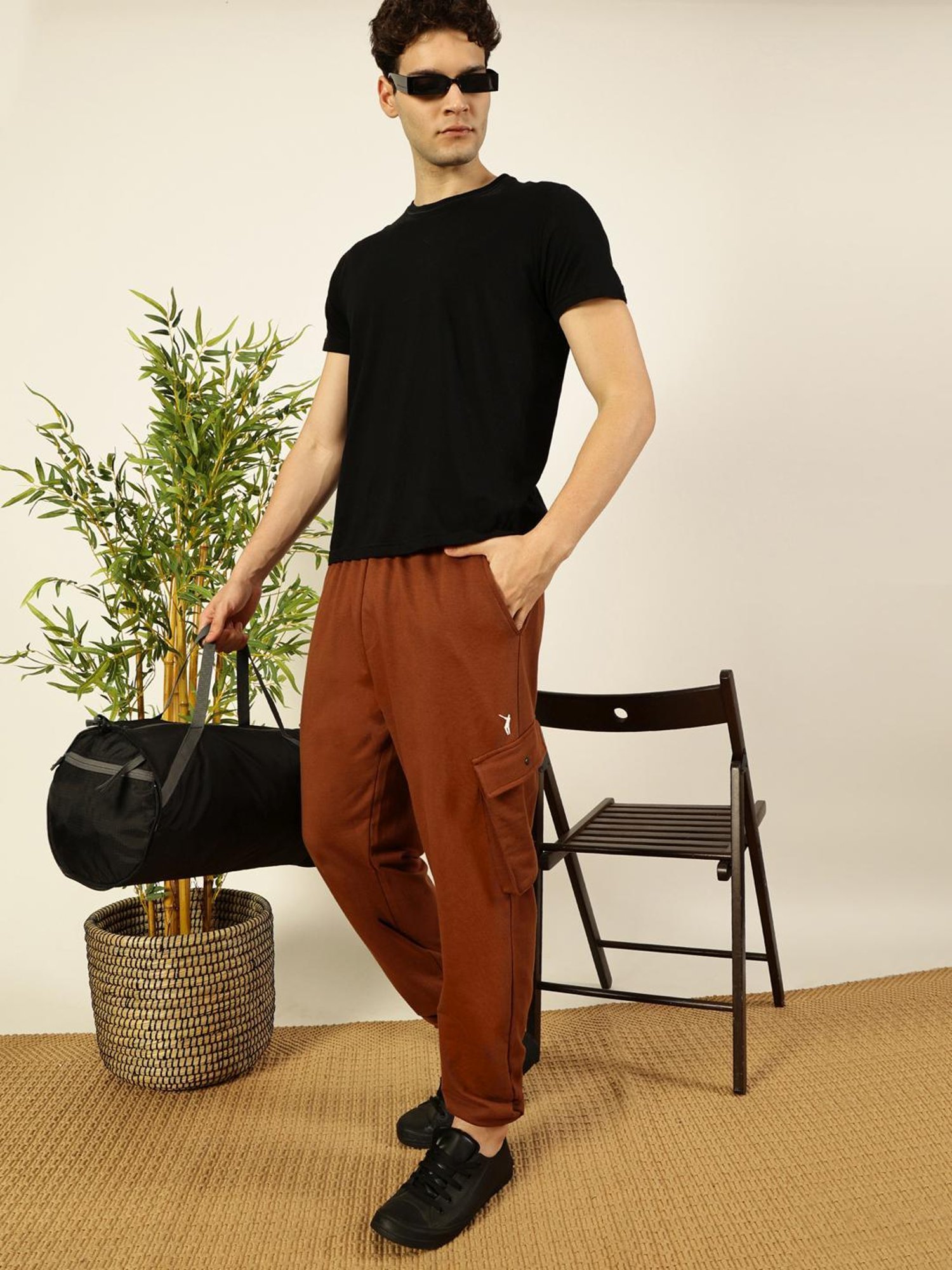 Thomas Scott Brown Regular Fit Texture Joggers